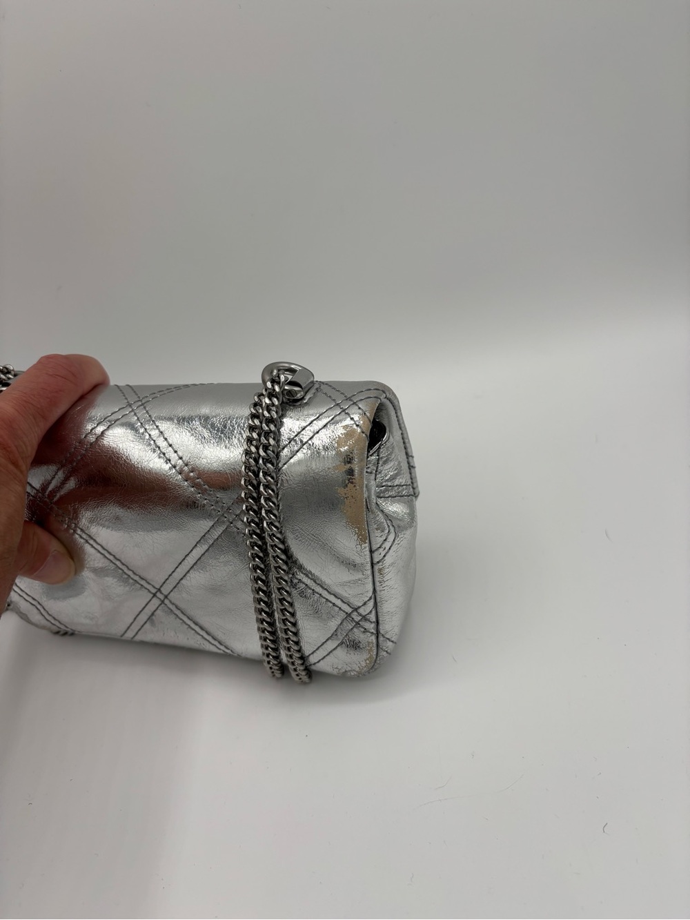 Silver Tory Burch- Kira Diamond Quilt Flap Bag - Picture 13 of 15